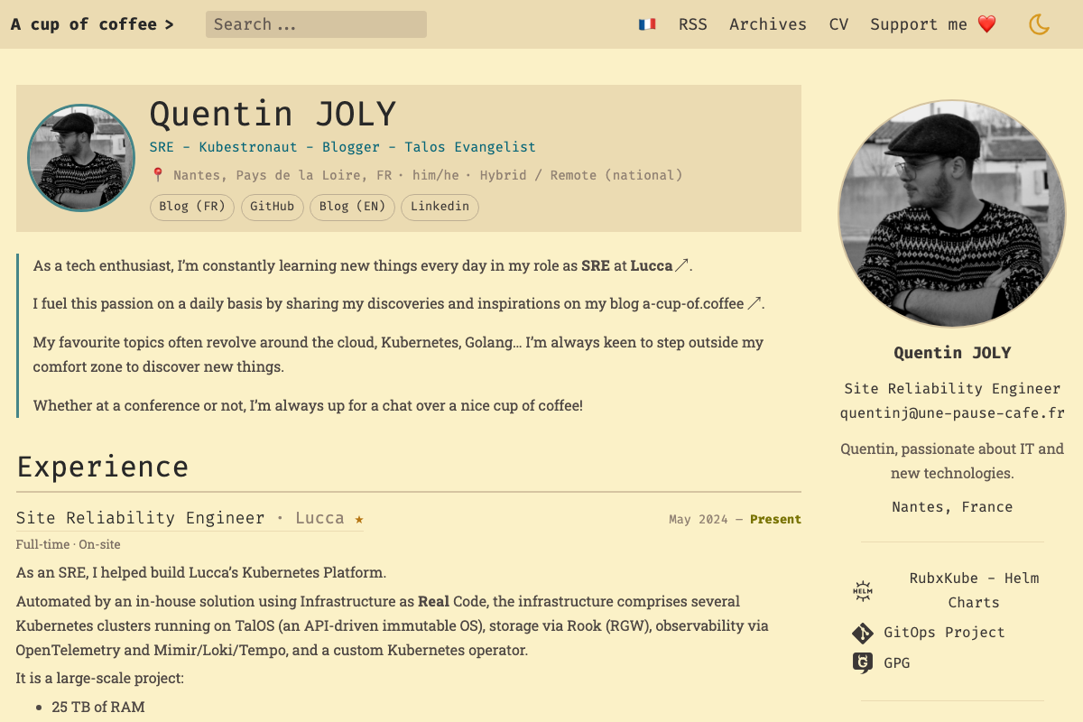Screenshot of a-cup-of.coffee/cv