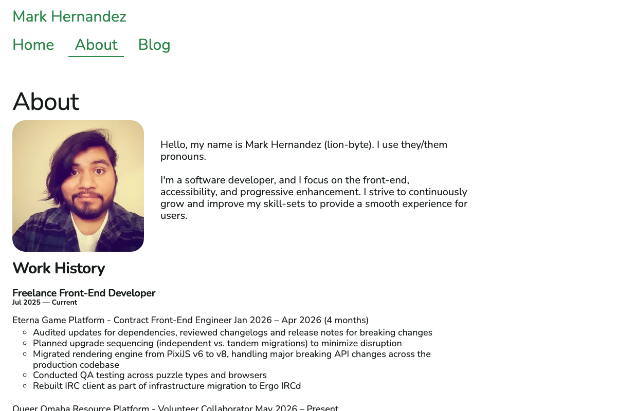 Screenshot of lion-byte.com/about
