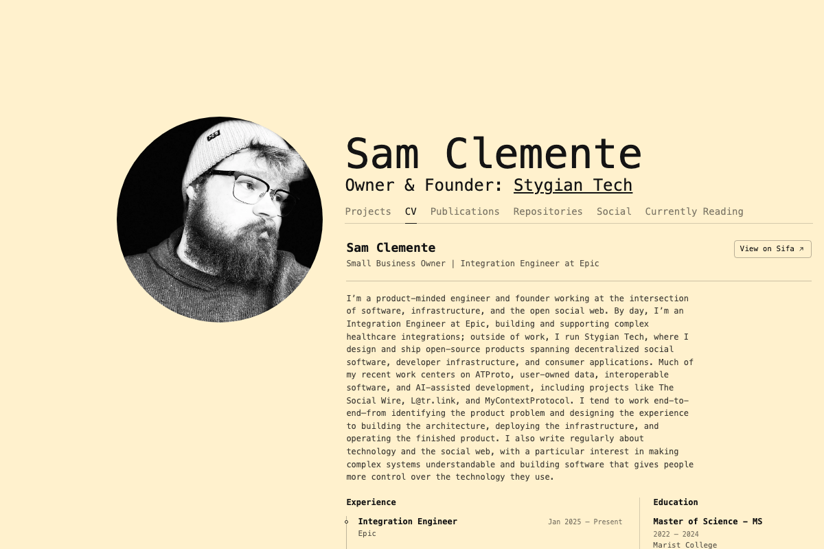 Screenshot of samclemente.me